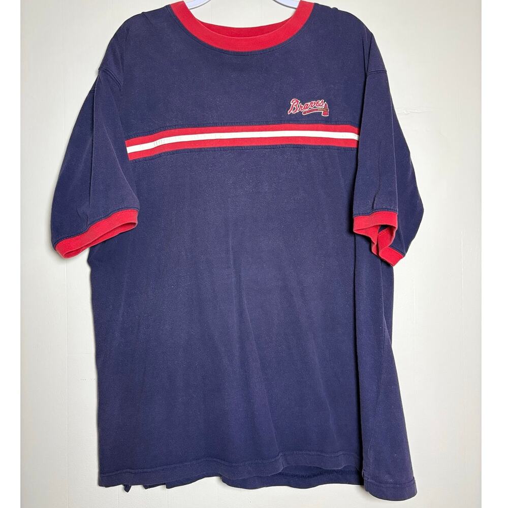 Iron Knight MLB 1999 Vintage Atlanta Braves XL Cotton Short Sleeve Ringer Tee
